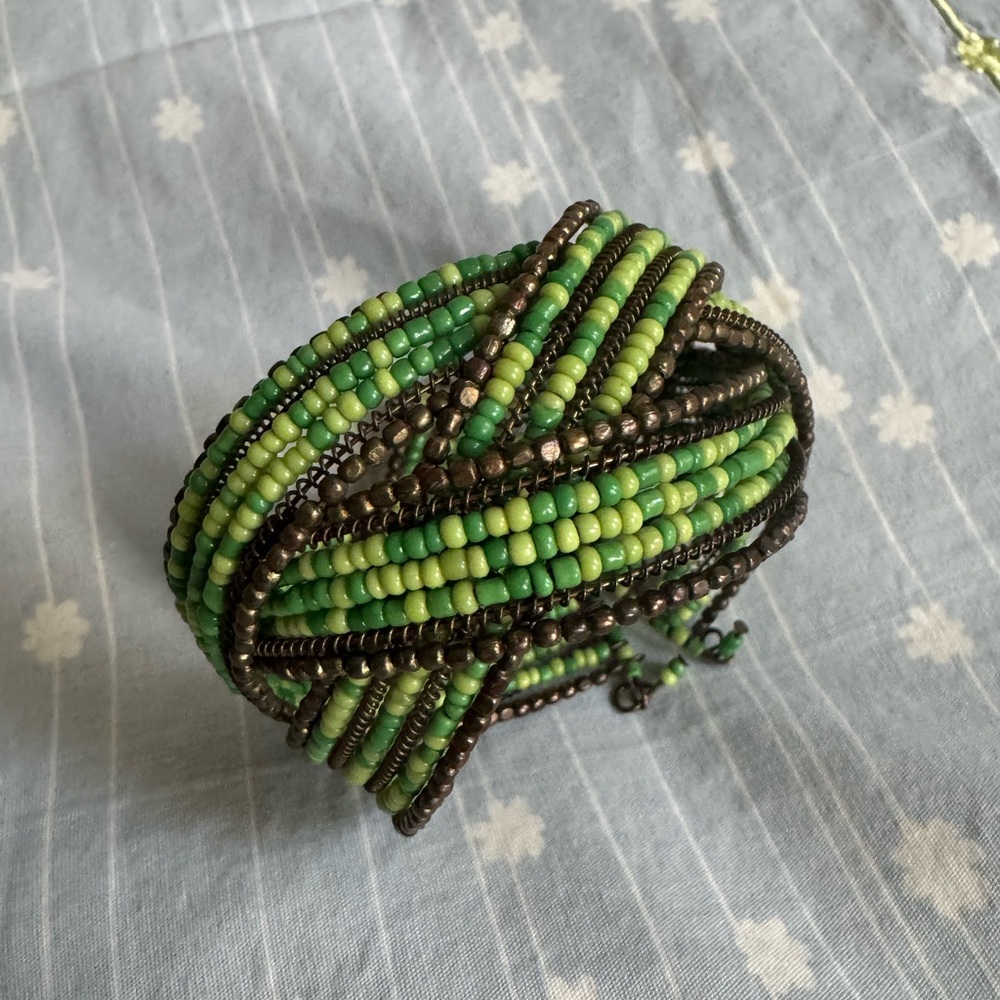 Green and Brown Beaded Bracelet